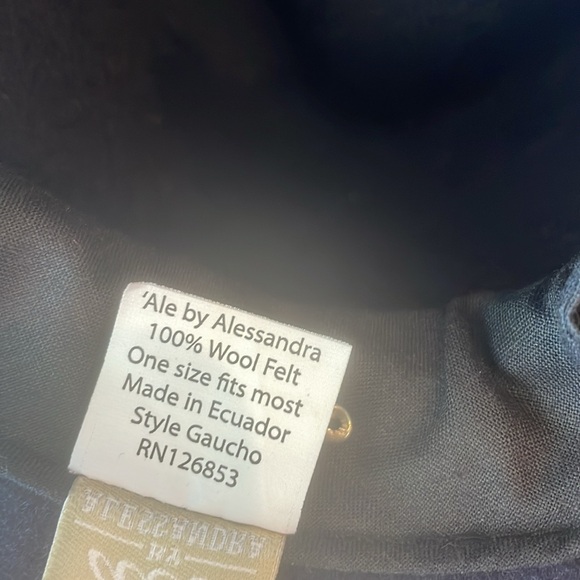 Ale by Alessandro boho black wool adjustable gaucho hat braided leather detail - Picture 7 of 7